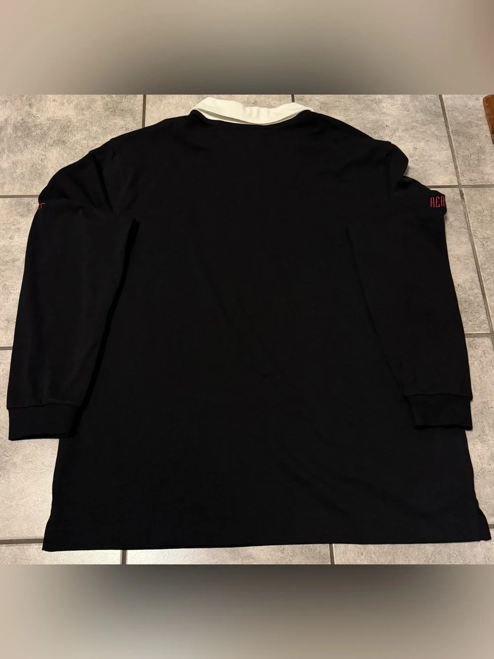 Nike Air Jordan Long Sleeve Patchwork Rugby Polo Shirt Size XL Black